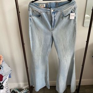 Free People Light Wash Super Flare Jeans